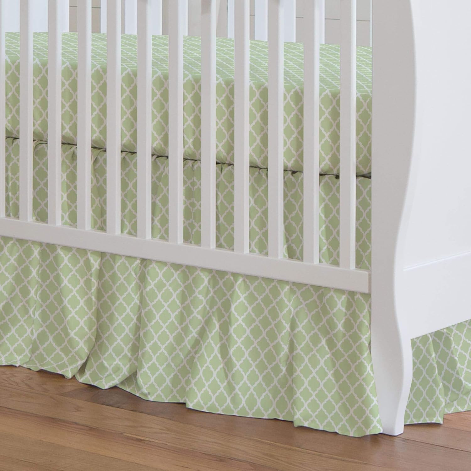 green crib skirt