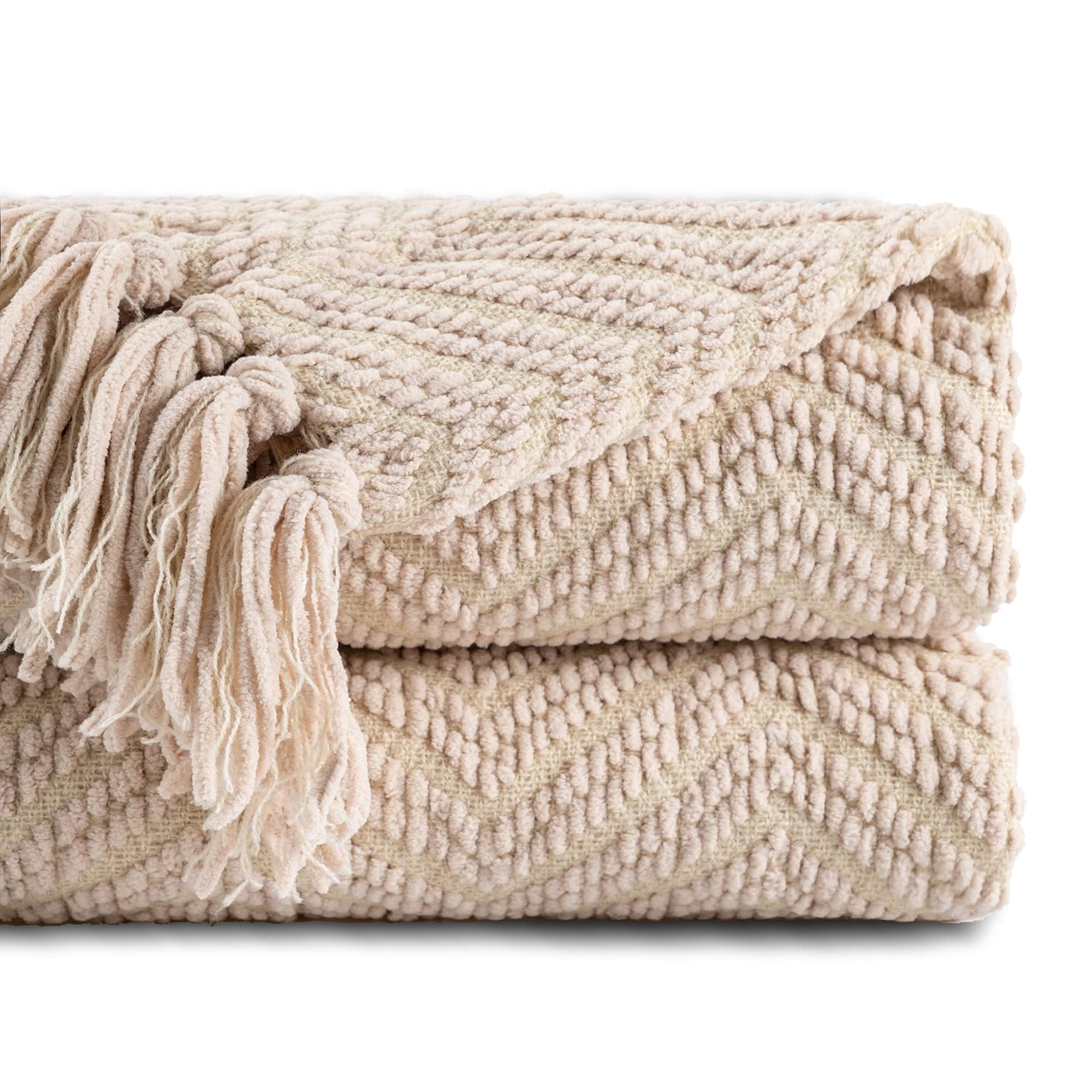 Photo 1 of BATTILO HOME Beige Throw Blanket for Couch, Knitted Beige Throw for Bed, Neutral Throw Blankets Tan Throw Blanket for Room Decor Housewarming Gifts, 50" x 60"
