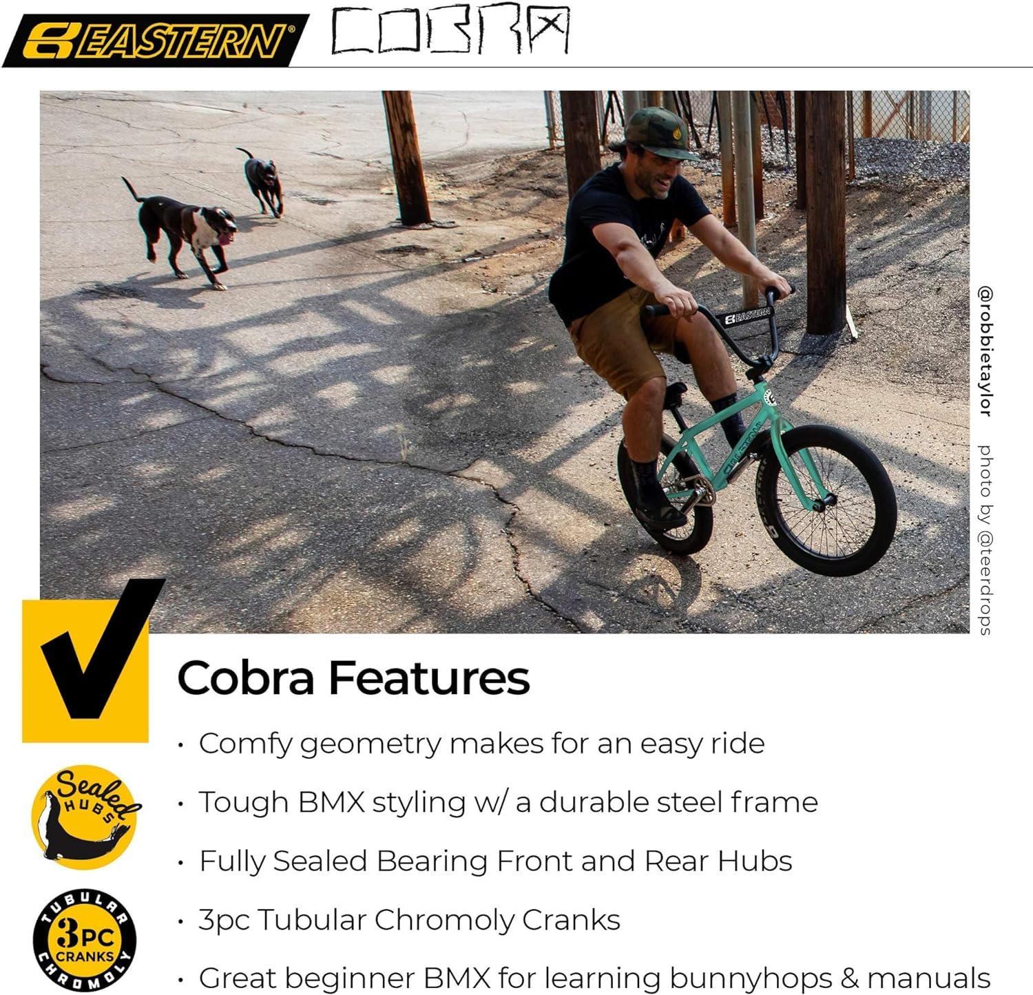 Eastern Bikes Eastern BMX Bikes - Cobra Model 20 Inch Bike. Lightweight Freestyle Bike Designed by Professional BMX Riders at