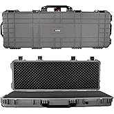 Eylar 38" Inch Protective Roller Rifle Hard Case with Foam, Waterproof & Crushproof, Two Rifles Or Multiple Guns, Pressure Valve with Lockable Fittings Gray