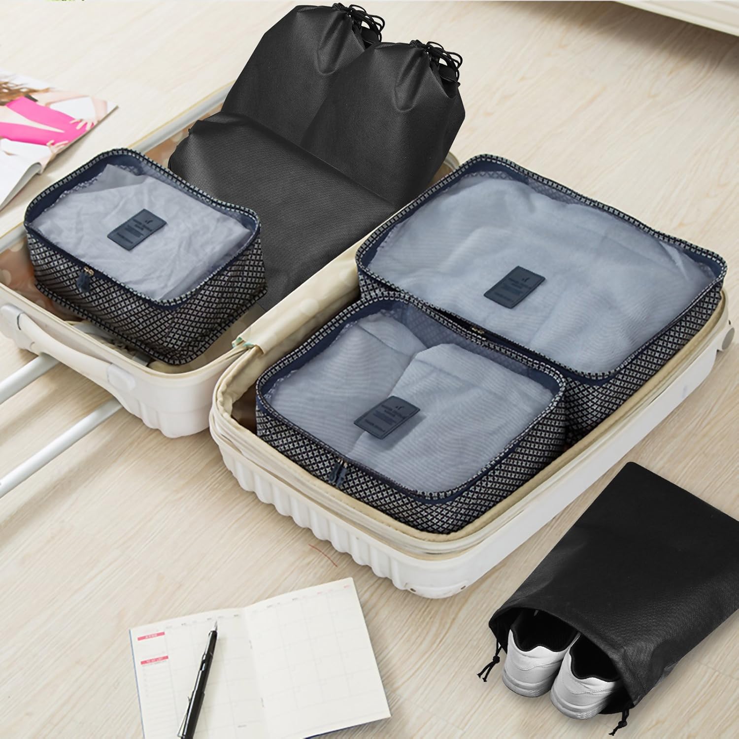 Almacenamiento y organización 8pcs bolsos de los zapatos negro de