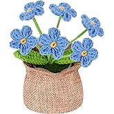 Nuthceia Crochet Flower Plant, Empathetic Flower Gift for Women & Men, Perfect for Birthday, Christmas, Mother's Day, Desk Decor, Birthday Decorations, Kids Party Decoration. Blue Myosotis.