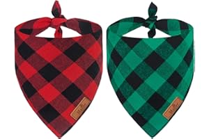 Malier 2 Pack Christmas Dog Bandanas, Classic Buffalo Red Plaid Dog Bandana for Girl and Boy, Pet Scarf Bibs Pet Costume Outfit Accessories for Small and Extra Large Dogs Pets (Large)