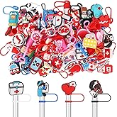XLSXEXCL 50 Pcs Nurses Straw Cover Caps Compatible with Stanley Cup, Silicone Cute Straw Toppers for Cups 30&40 Oz Tumbler Accessories 10mm