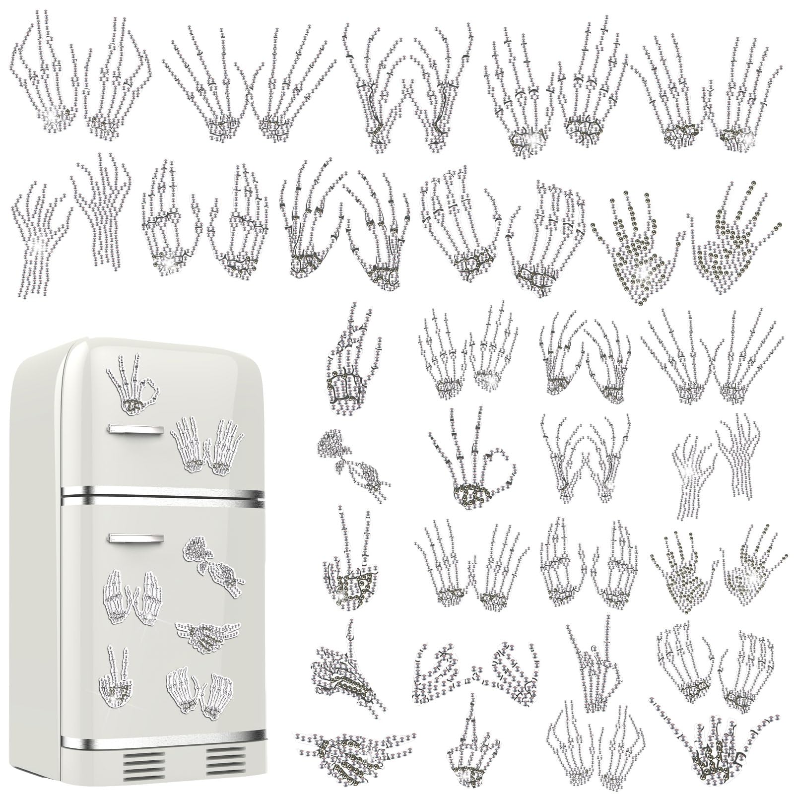 Photo 1 of ***2 PACKS INCLUDED*** 30 Pcs Halloween Diamond Painting Magnets Kits Diamond Art Fridge Magnet Refrigerator Sticker for Beginners Kid Adults Home Decors DIY Art Craft Gifts(Skeleton Hand)***2 PACKS INCLUDED***