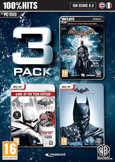 Batman Arkham 3 Pack Asylum City Origins Pc Dvd Amazon Co Uk Pc Video Games
