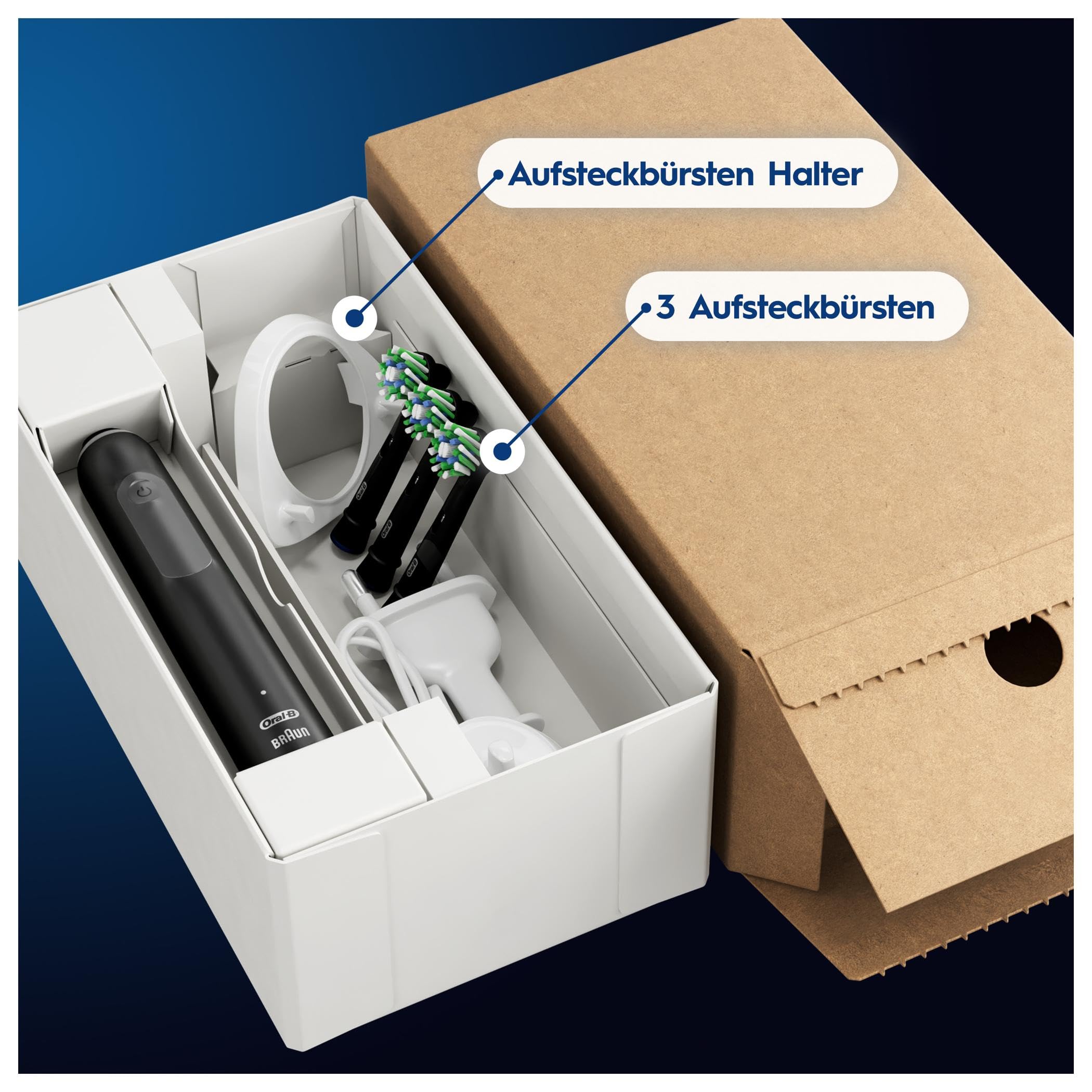 Oral-B Pro Series 3 Elektrische Zahnbürste — Electric Toothbrush, Inkl. 3 Aufsteckbürsten — 3 Putzmodi, Zahnbürste Elektrisch, Designed by Braun, Schwarz 9