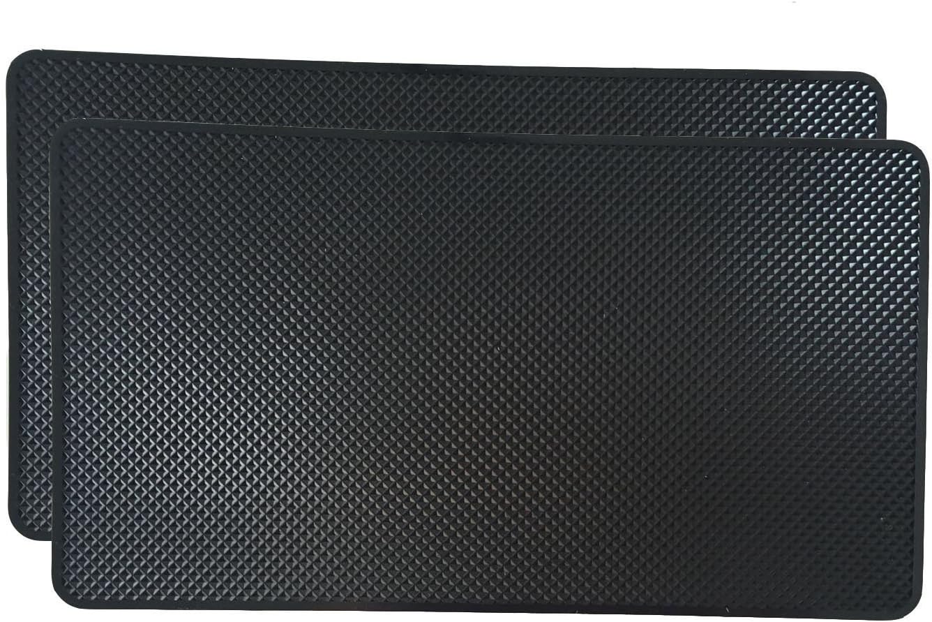 GZTB 2 Pcs Black Non-Slip Mat 10.6" x 5.9", Anti-Slip Car Gel Pad Sticky Pads for Phone, Sunglasses, CD, Keys, Card and Coin ect.