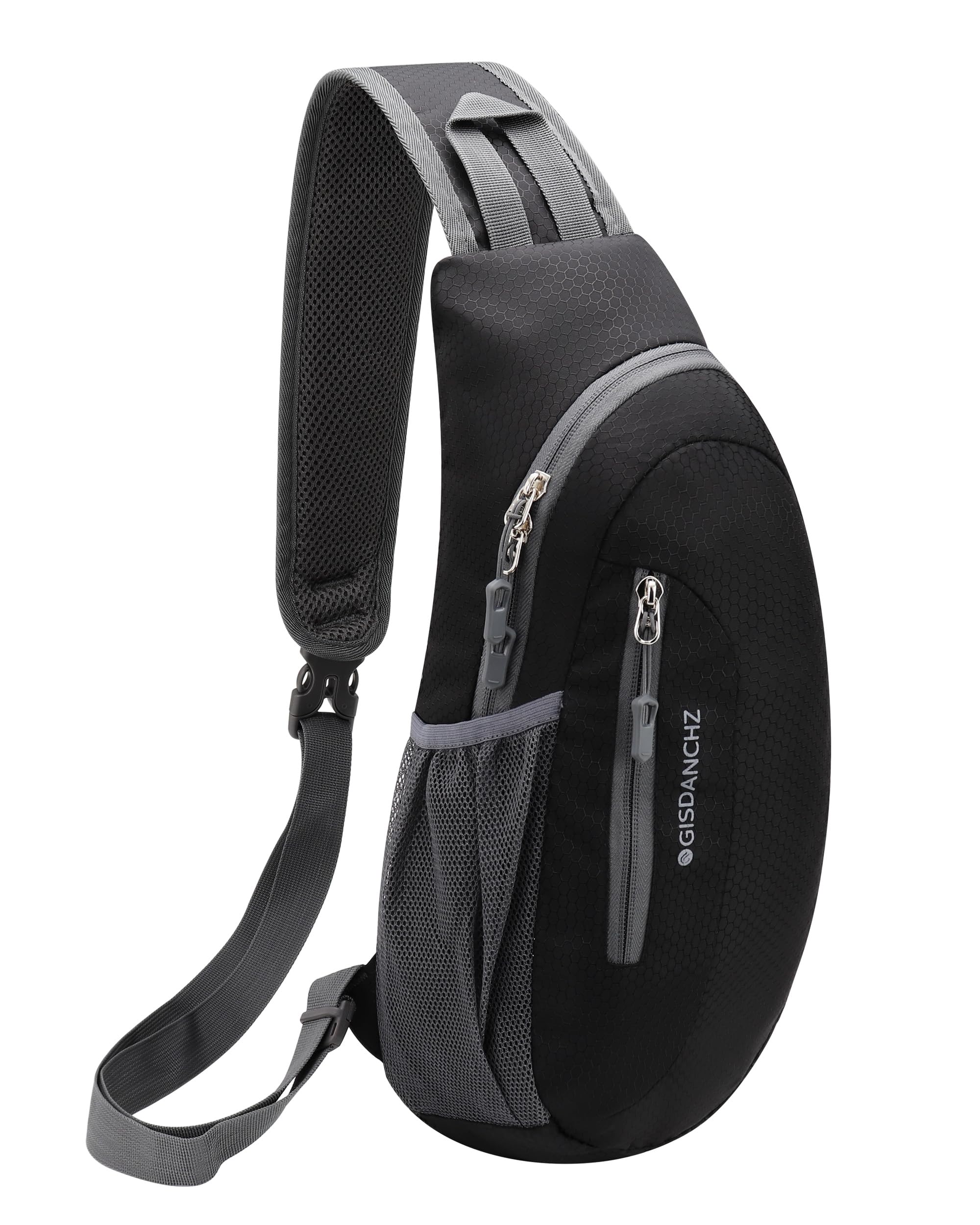 Gisdanchz Sling Bags for Men Women Sling Backpack Small Rucksack Crossbody Shoulder Chest Bag Lightweight Waterproof Travel Hiking Dayapck One Strap Backpack Sling Bag for Women Men, Black