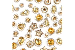 OEMOO 50 PCS Sew on Rhinestones Mixed Shapes Glass Champagne Rhinestones Sew on Crystal Gems Mental Flatback with Silver Claw for Jewelry Crafts Clothes DIY Craft Shoes Dress Jewelry Making