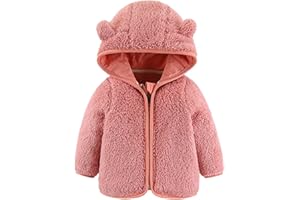 DEARBB Baby Boys Girls Polar Fleece Jacket Hooded Warm Coat Bear Ears Long Sleeve Zip Up Autumn Winter Clothes Kid Outerwear