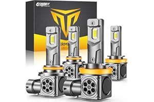 FAHREN 𝟓𝐭𝐡-𝐠𝐞𝐧 H11 9005 LED Bulbs Combo,𝟏𝟏𝟎𝟎𝟎𝟎𝐋𝐌 𝟏𝟐𝐗 Ultra Bright,𝟏:𝟏 Mini Size, 6500K White H9 H8 Fog Bulbs, 70,000Hrs Longer Lifespan with Cooling Fan, Plug and Play, Pack of 4