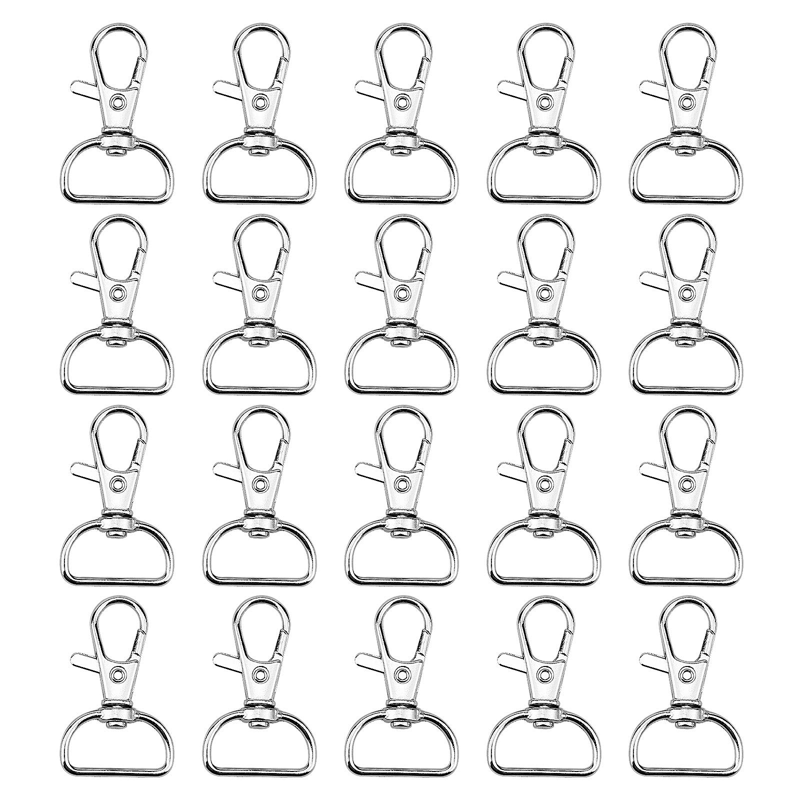 20 Pieces Swivel Keyrings Clasps Lobster Clasps Trigger Snap Hooks with D Ring for Crafts Bag Making Jewellery Making Lanyard Pet Leashes Ropes