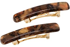France Luxe Mini Rectangle Barrette Pair - Pavlova Brown