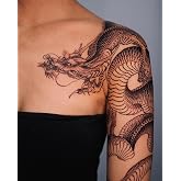 Dragon Tattoos Stickers for Women Temporary Long Lasting Temp Dragon Temporary Tattoos for Adults (TTS01)