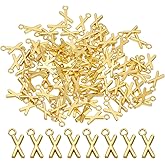 PATIKIL Letter Charm, 100 Pcs Alphabet Charm Initial Pendant Charm Bulk Cute DIY for Jewelry Making Bracelets Earrings Necklace Keychains Crafts, Gold Tone, Letter x