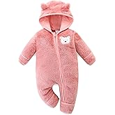 Hikido Baby Fleece Winter Jumpsuit Cute Cartoon Comfy Fluffy Romper for 0-18M