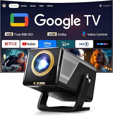 Google TV Smart Beamer mit Netflix, 938 ISO, 4K-Decoding, Hi-Res Audio