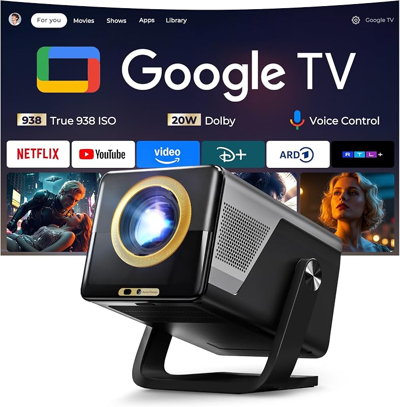 Google TV Smart Beamer mit Netflix, 938 ISO, 4K-Decoding, Hi-Res Audio — Foto 1 von 8