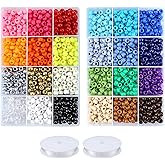 Greentime Pony Beads Bracelets Making Kit, 9mm Rainbow Kandi Rave Beads Set for Friendship Bracelets Necklace Making Crafts for Christmas Gift (24colors)