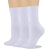 COTTON DAY Women's Combed Cotton Fine Ribbed Trouser Dress Socks Black White Navy Blue 3 Pack
