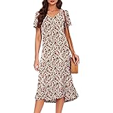 VOBCTY Women's Casual Short Sleeve Tshirt Dress Summer Side Split Loose V Neck Dresses