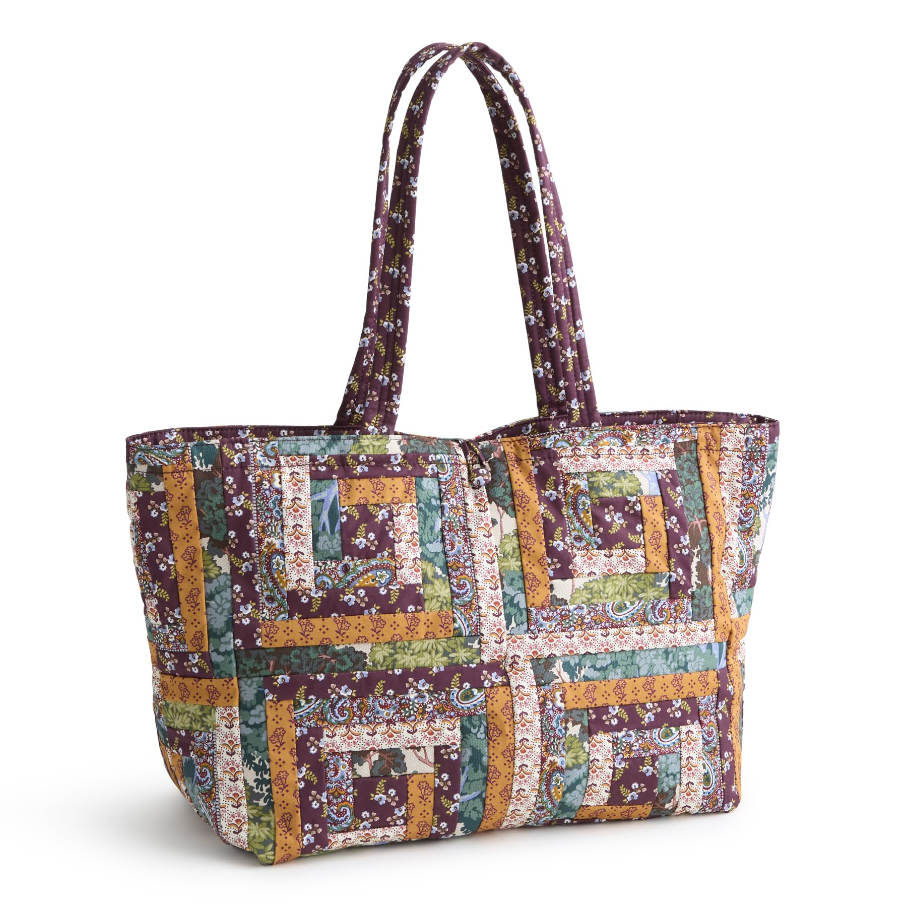 Premium Cotton Hathaway Tote Bag, Fall Harvest Patchwork, One Size