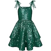 GRACE KARIN Gold Girls Sequin Dress Sparkly Girl Fancy Daughter Dance Mini Dresses Kids Birthday Wedding Formal Party