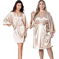 EPLAZA Women Silky Satin Robe Wedding Bridal Party Bride Bridesmaid Robes Kimono Loungewear Dressing Gowns