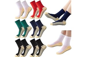 6 Pairs 4-12 Years Old Kids Soccer Grip Socks Anti Slip Athletic Socks Cushioned Football Crew Socks for Teens Boys