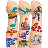 150+ Glitter Dinosaur Temporary Tattoos for Boys | Individually Wrapped, Waterproof, Animal, Ocean &amp; Space Themes, Birthday Decorations, Party Favors, Goodie Bags, Boys Toys