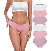 ANLIQI Cotton Underwear for Women Lace Trim Hipster Panties Soft & Cute Breathable Bikini Briefs Undies with Bow Multipack