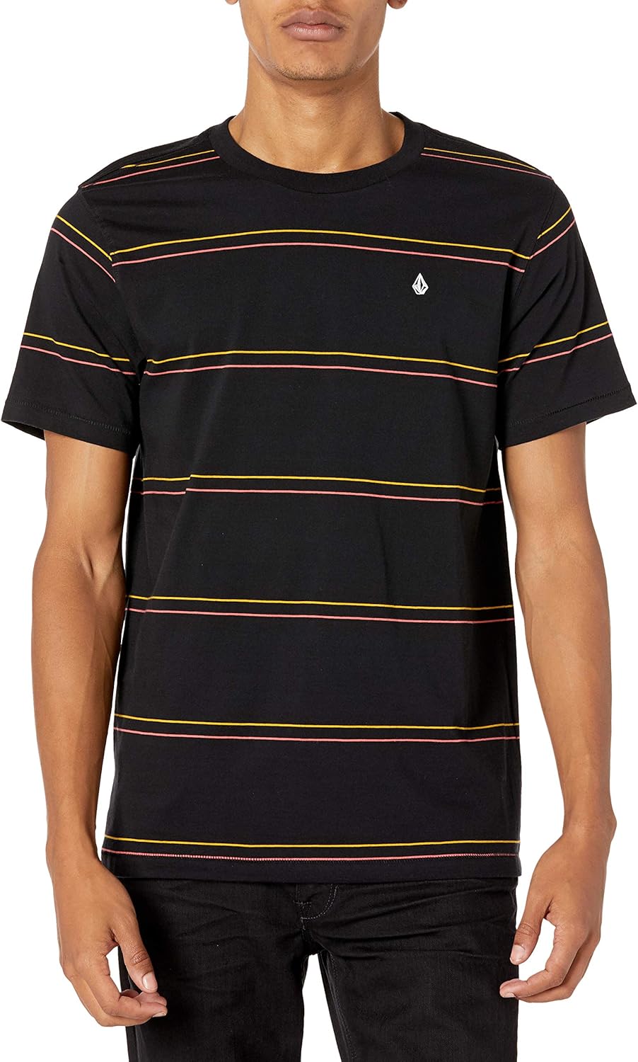 Volcom Men's Da Fino Crew Short Sleeve Striped Shirt: Clothing