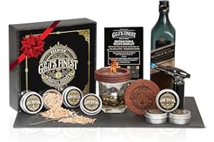 G & J'S FINEST Whiskey Smoker Kit | Cocktail Smoker Kit with Torch, Scorch Shield, Lid, 6 Wood Chips & Display Box for Smoked Old Fashioned| Bourbon Smoker Kit