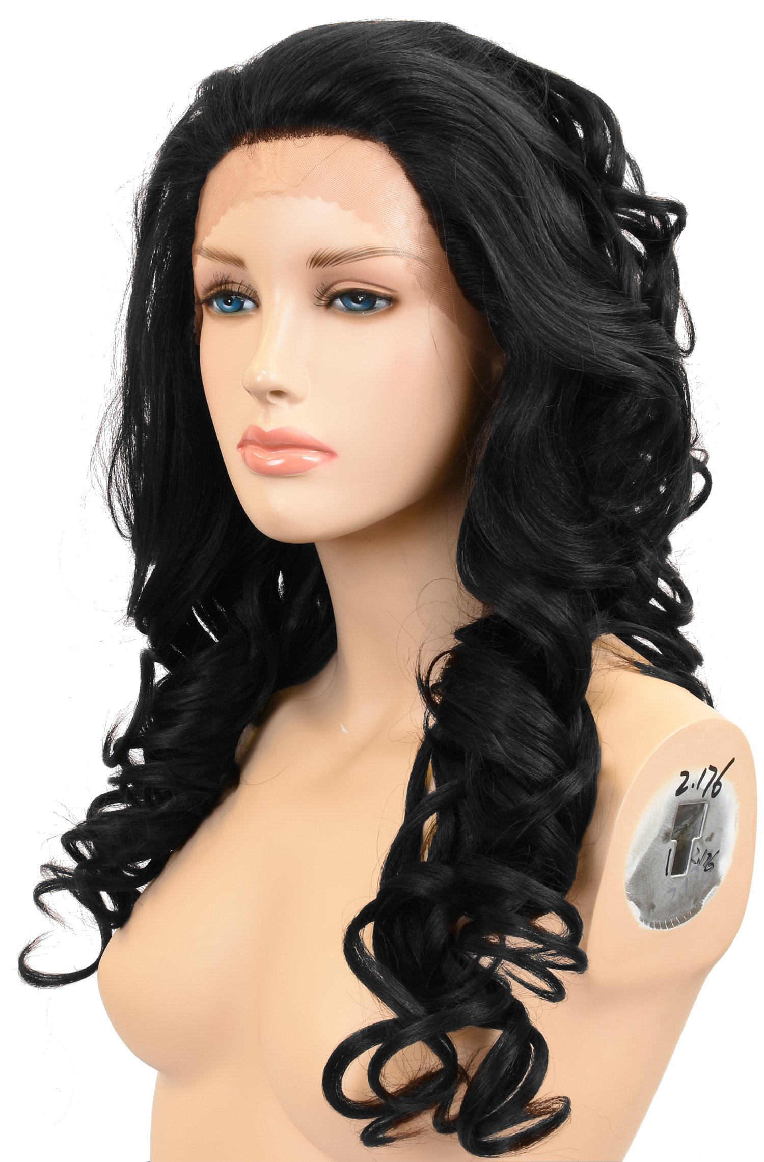 Long Curly Afro Lace Front Wig,African American Beauty Wigs,Synthetic Fiber Natural Looking Wave Hair Wig for Black Women