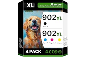 GAGALAY 902XL Ink Cartridges for HP Printers Replacement for HP 902XL Ink Cartridges Combo Pack HP902XL Works for OfficeJet 6958 6962 6950 Pro 6978 6968 6975 Printer T0A39AN 4-Pack, Cyan Magenta Yellow Black