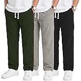 LessonZoo 3 Pack Boy's Corduroy School Uniform Pants Baggy Straight Leg Pull on Pants Casual Drawstring Joggers with Pocket