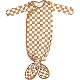 Copper Pearl Baby Gown - Knotted Newborn Sleepers for Baby Boy and Girl, Soft Stretchy Long Sleeve Infant Gowns with Bottom Tie and Hand Mittens, Perfect Hospital Coming Home Outfit (Rad)