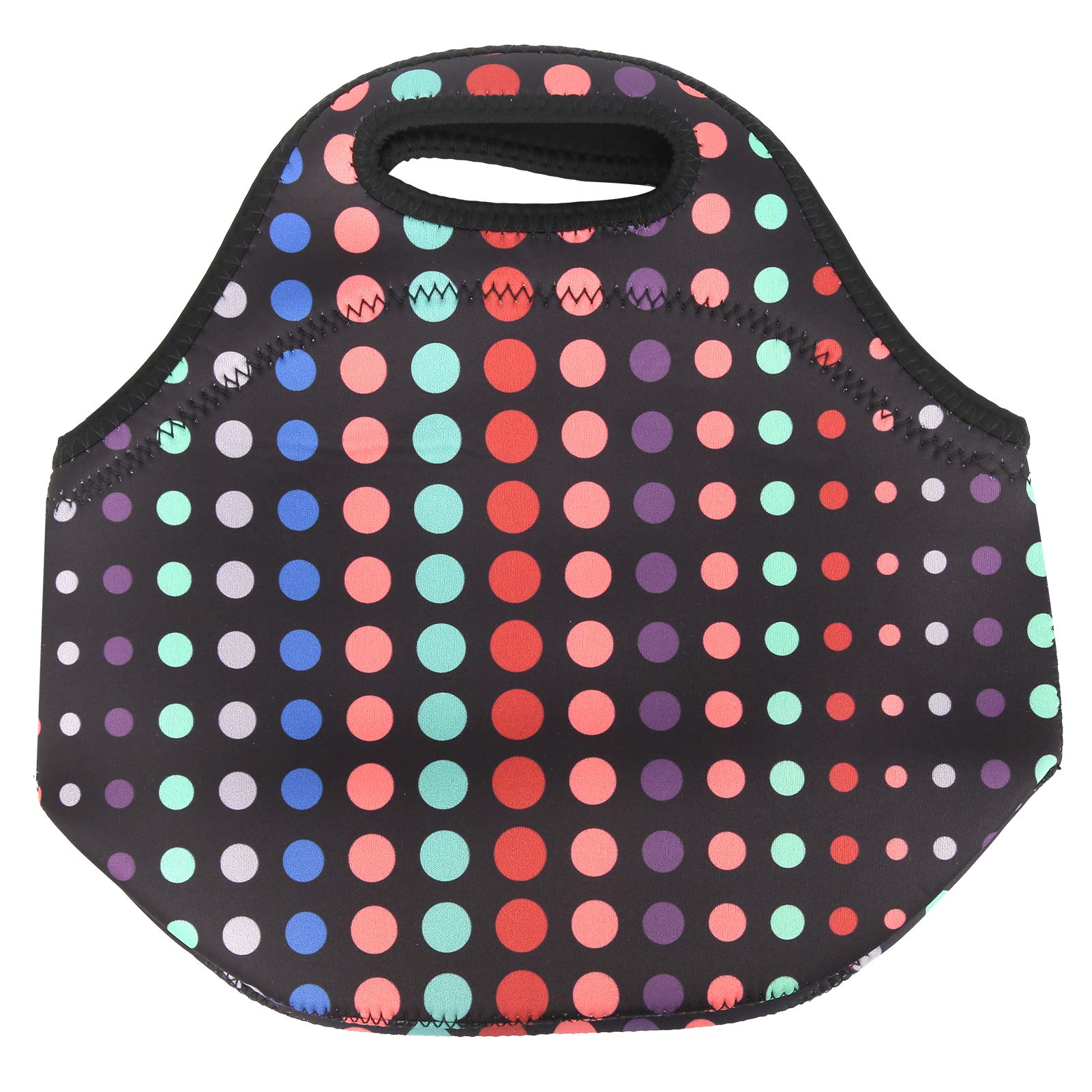 Large Neoprene Zipper Design Portable Lunch Bag, Lunch Tote, Office Camping Adults Kids School Men Women for Picnic(Small Color Circle)