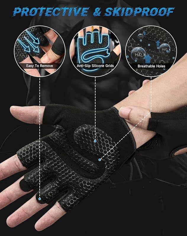 Ventilados Guantes de Gimnasio, Ligeros Guantes de Fitness de Verano Multiusos para Levantamiento de Pesas, Ciclismo, Ejercicio, Escalada y Remo