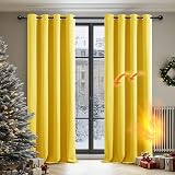 Deconovo Blackout Curtains Thermal Insulated Eyelet 2 Panels Mellow Yellow 72 view 2