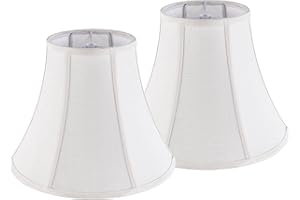 Creme White Bell Lamp Shades Set of 2 Medium Shade 6.7``Top x 13``Bottom x 10``High(Spider) Traditional Lampshade for Table & Bedside Lamp - Replacement Lampshades By JERHOUS