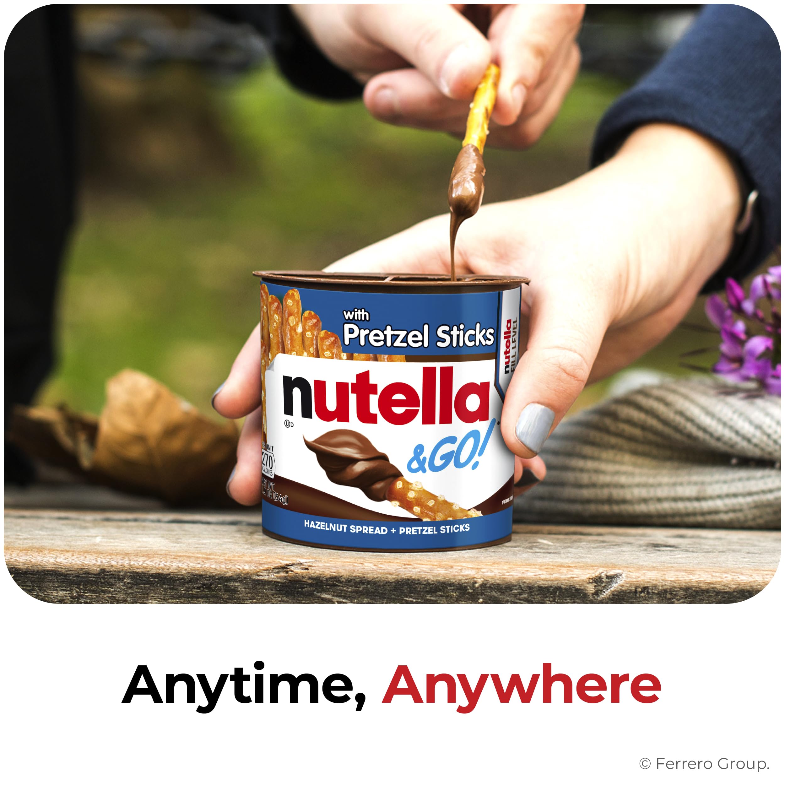 Nutella & GO! Bulk 24 Pack, Hazelnut and Cocoa Spread with Pretzel Sticks, Stocking Stuffers, Snack Cups, 1.9 oz Each​