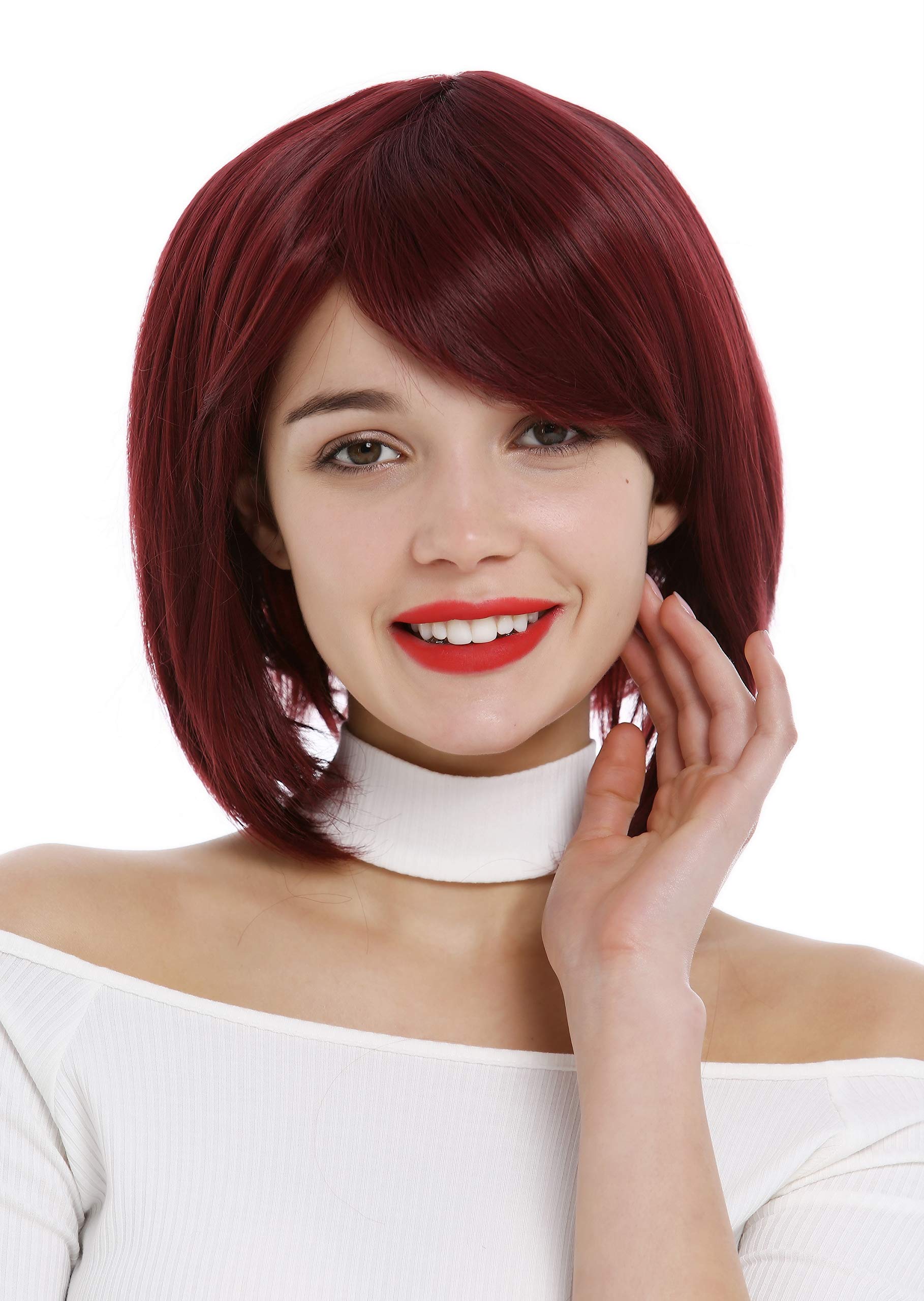 WIG ME UP - 1215-39 Lady Wig short frayed Bob style parting garnet red