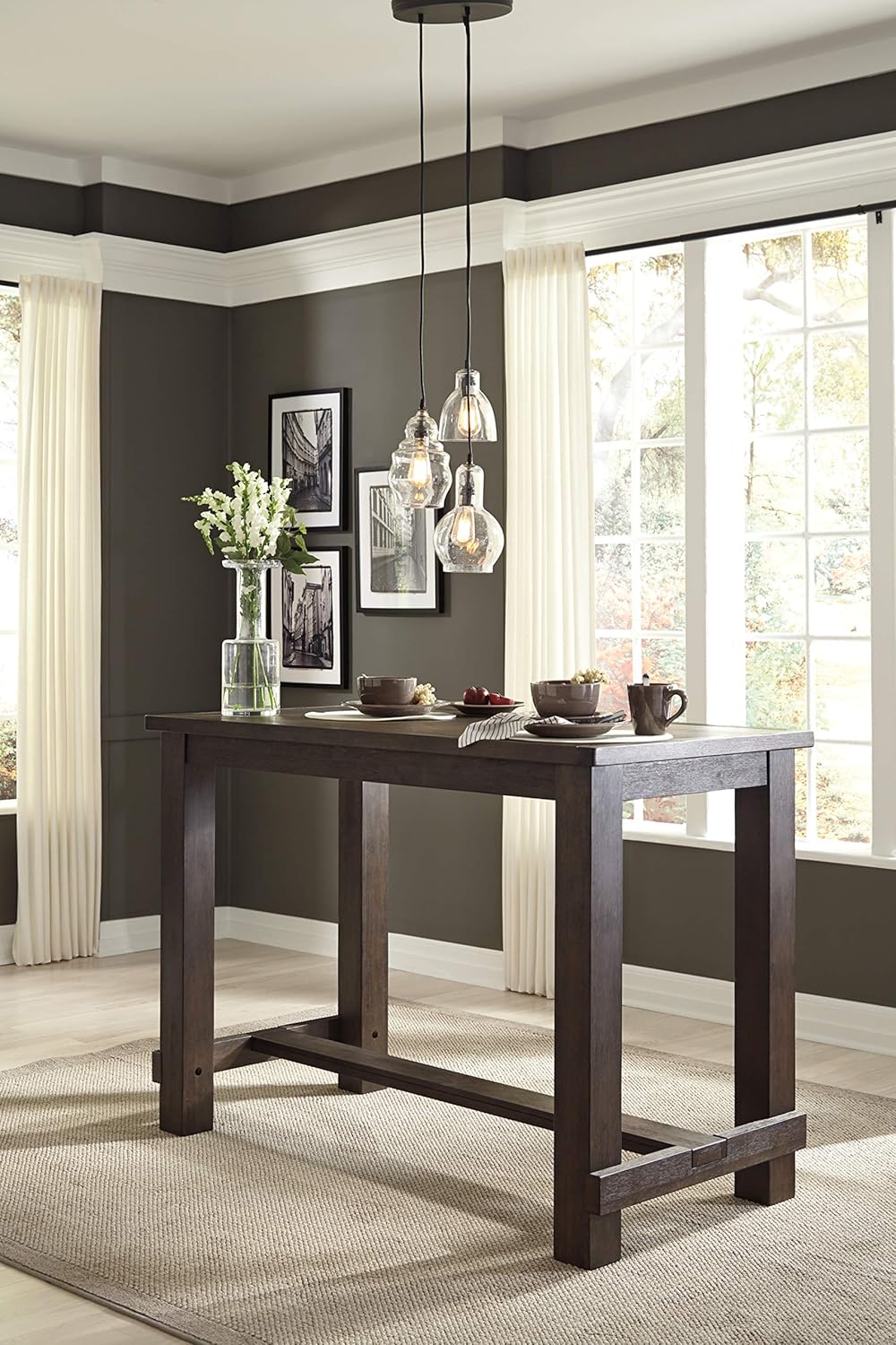Signature Design by Ashley Drewing Bar Height Table, Brown: Furniture & Decor