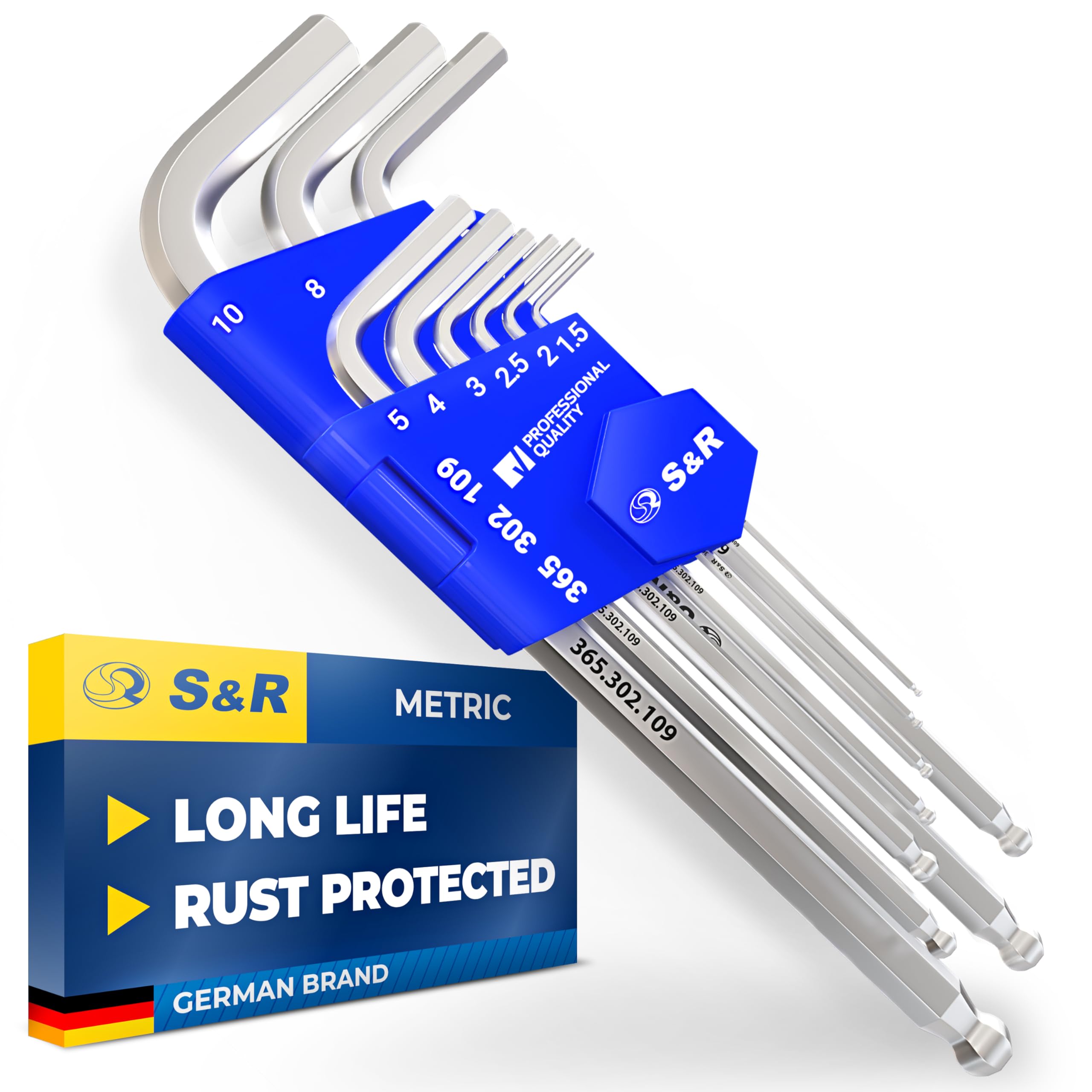 S&R Allen Key Set, 9pcs/10pcs Metric/Imperial (9 pcs. Metric) — image 1