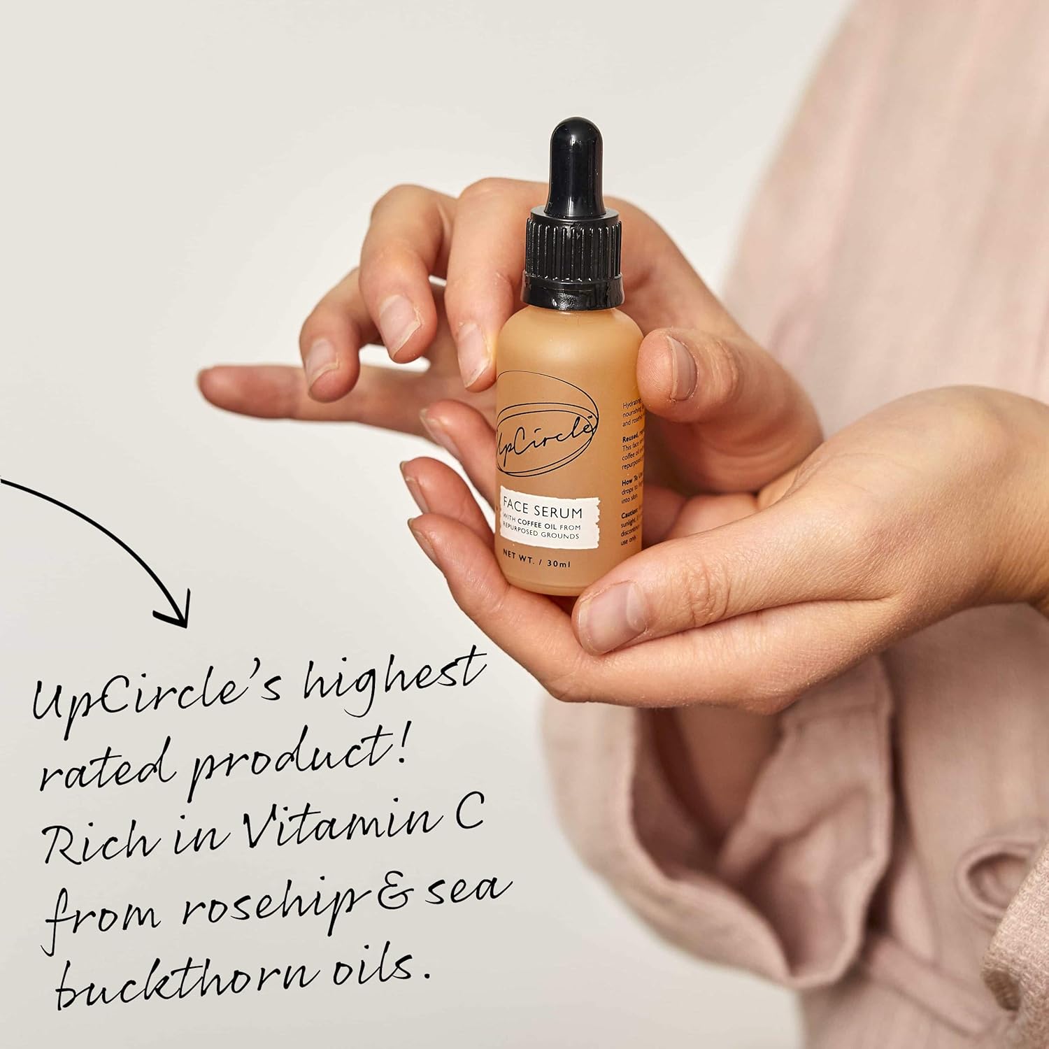 UpCircle Organic Face Oil With Coffee, Rosehip + Jojoba 30ml, Natural Hydrating Facial Oil, Vitamin C - Image 3