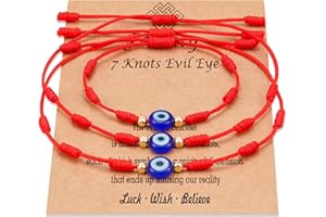PPJew 7 Knot Evil Eye Bracelet Red String Bracelets Protection Mommy and Me Matching Bracelet Set Amulet for Women Girls/Boys