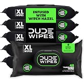DUDE Wipes Herbal Relief Adult Flushable Wet Wipes, Witch Hazel, 288 Count | Soothing relief XL flushable butt wipes. Septic safe, plastic-free wipes. Geranium oil, vitamin E, and aloe. 6 packs of 48.