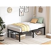 QEROMY Twin Bed Frame - 18 in Sturdy Platform Bed Frame Twin Size, Heavy Duty Metal Bed Frame No Box Spring Needed, Quick & Easy Assembly, No Noise, Black